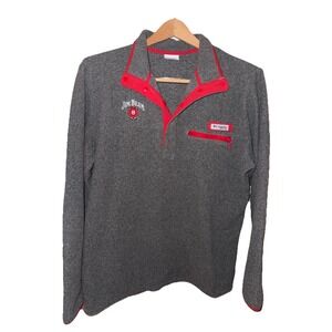 Columbia Sweater Men's L Quarter Snap Pullover Fleece Grey Jim Beam Logo